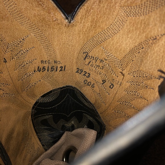 TONY LAMA MENS BLACK EL PASO ROUND TOE BOOTS - Picture 9 of 9